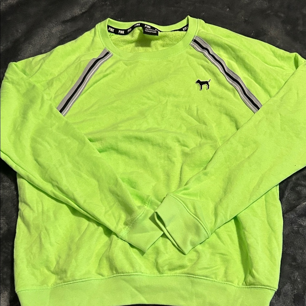 PINK Victoria's Secret Neon Green Crewneck Sweater